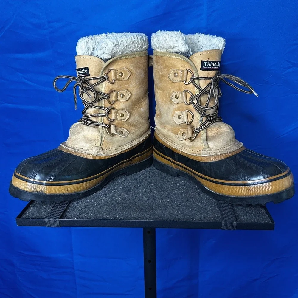 Vtg Northwest Territory Mens Leather Steel Shank Snow Boot 9 Waterproof Outdoor